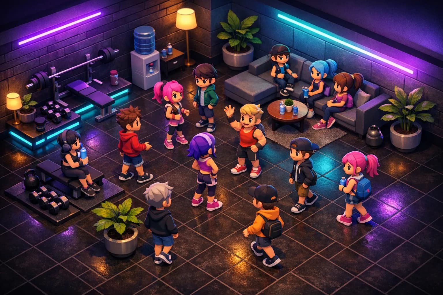 Forjex Lobby - 3D isometric social space