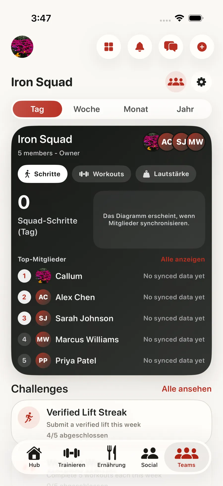 Squads und Challenges