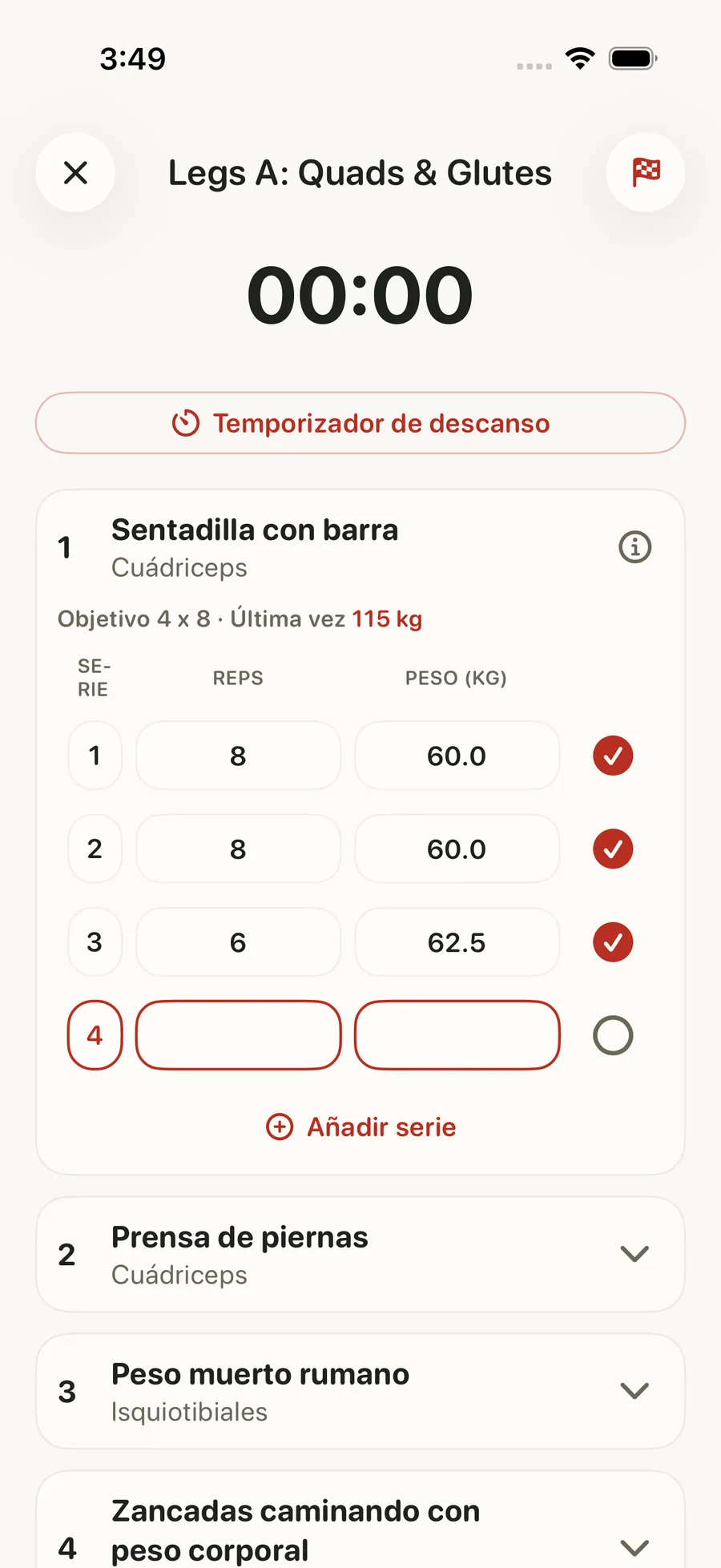 Registro de entrenos