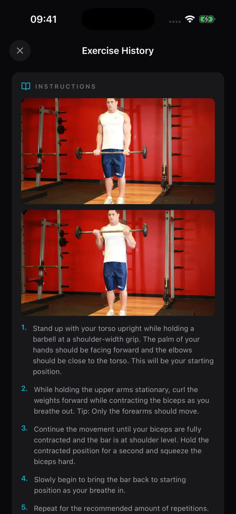 Exercise instructions with video guide